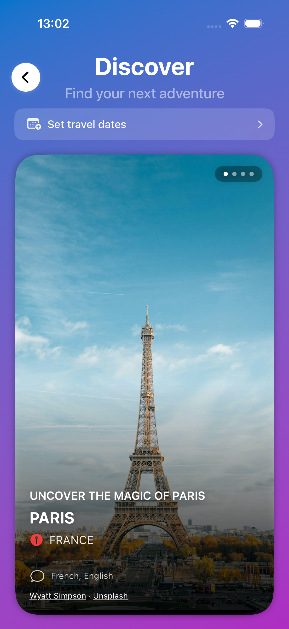 TravelSwipe App Screenshot